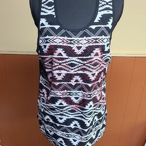 Express Black and White Tribal Tank Top